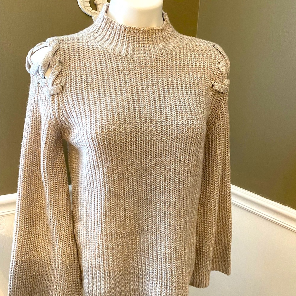 Cable knit turtleneck sweater